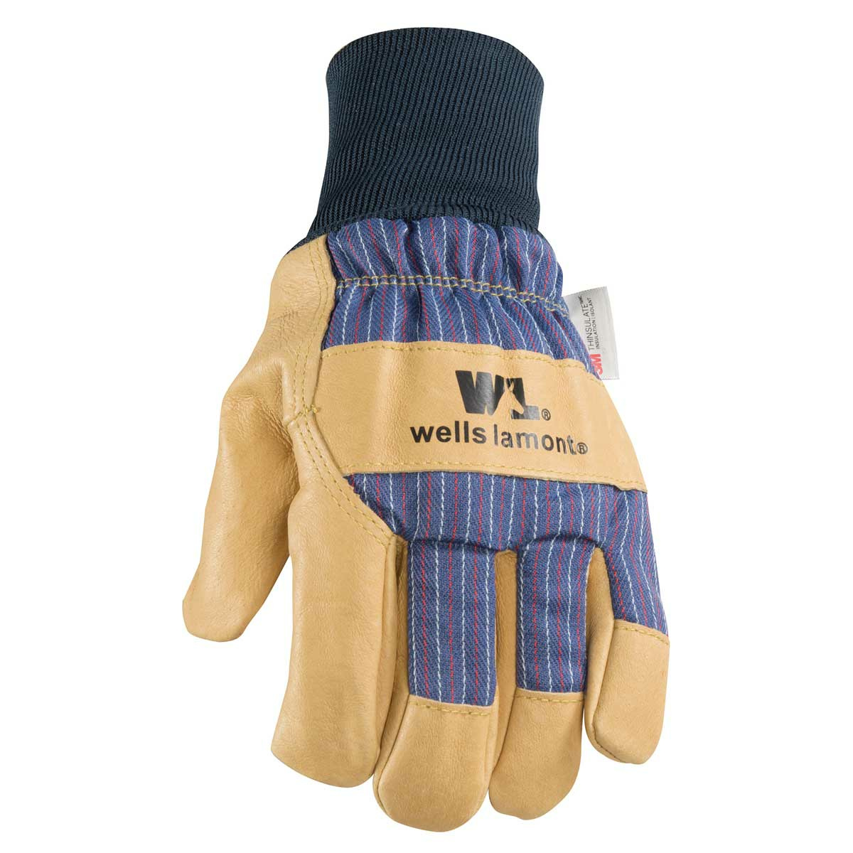 Wells Lamont® Insulated Grain Pigskin Glove - Palomino / Striped Denim , MD