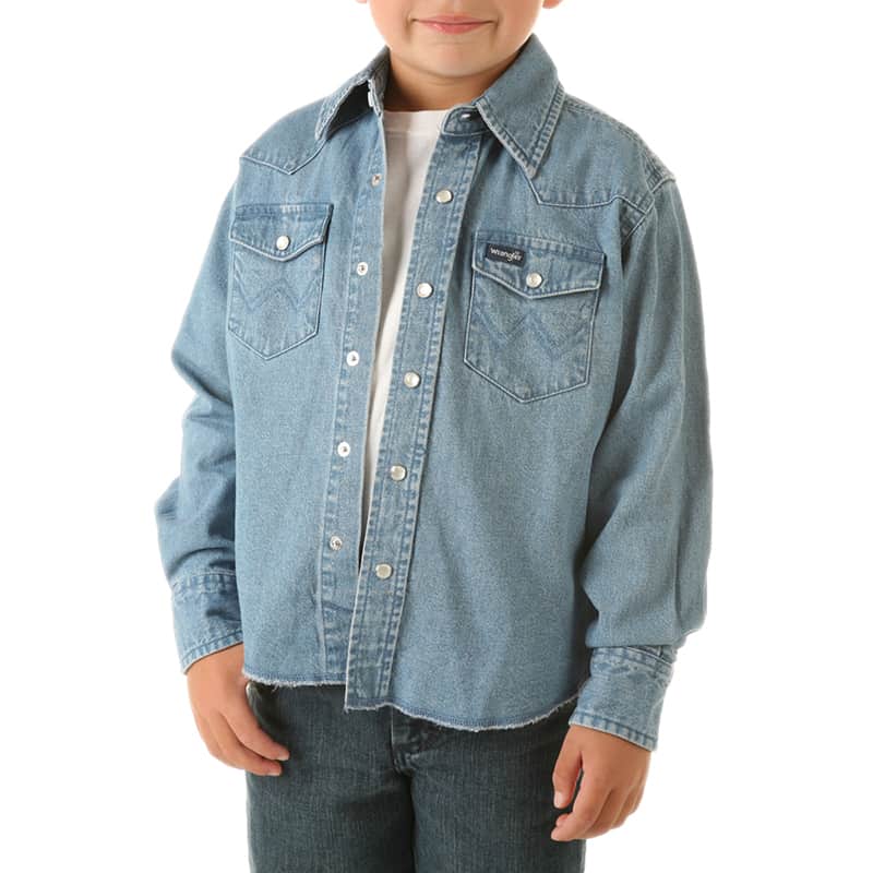 Wrangler® Western Long Sleeve Solid Snap Shirt - Navy, XS