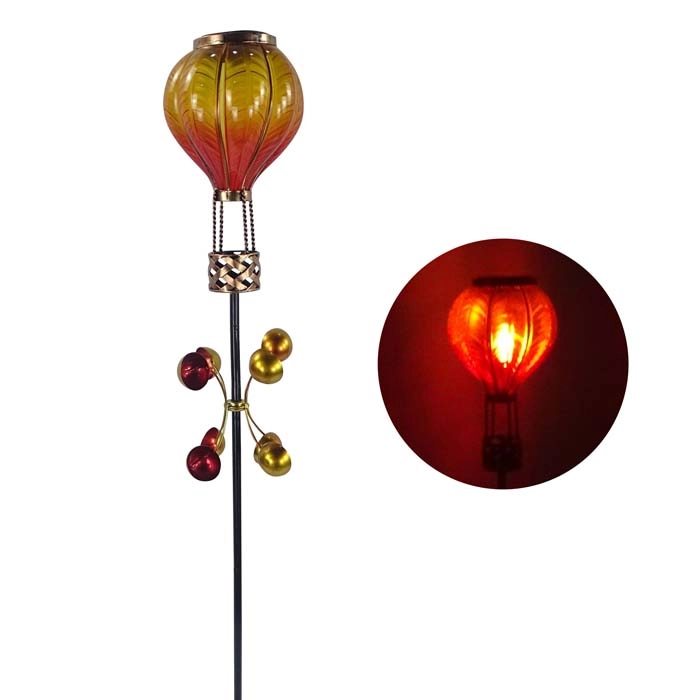 ALPINE® Solar Yellow/Orange Hot Air Balloon Spinning Garden Stake