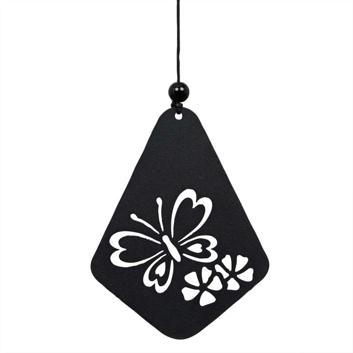 ALPINE® Black Metal Wind Chime with Butterfly Windcatcher, 51