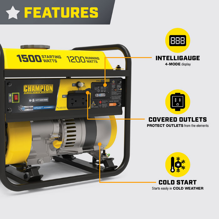 Champion 1200-Watt Portable Generator with CO Shield® View 3 of 7