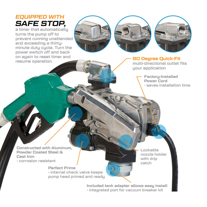 GPI GPRO 25 GPM 12V DC Fuel Transfer Pump with Auto Diesel Nozzle View 3 of 5