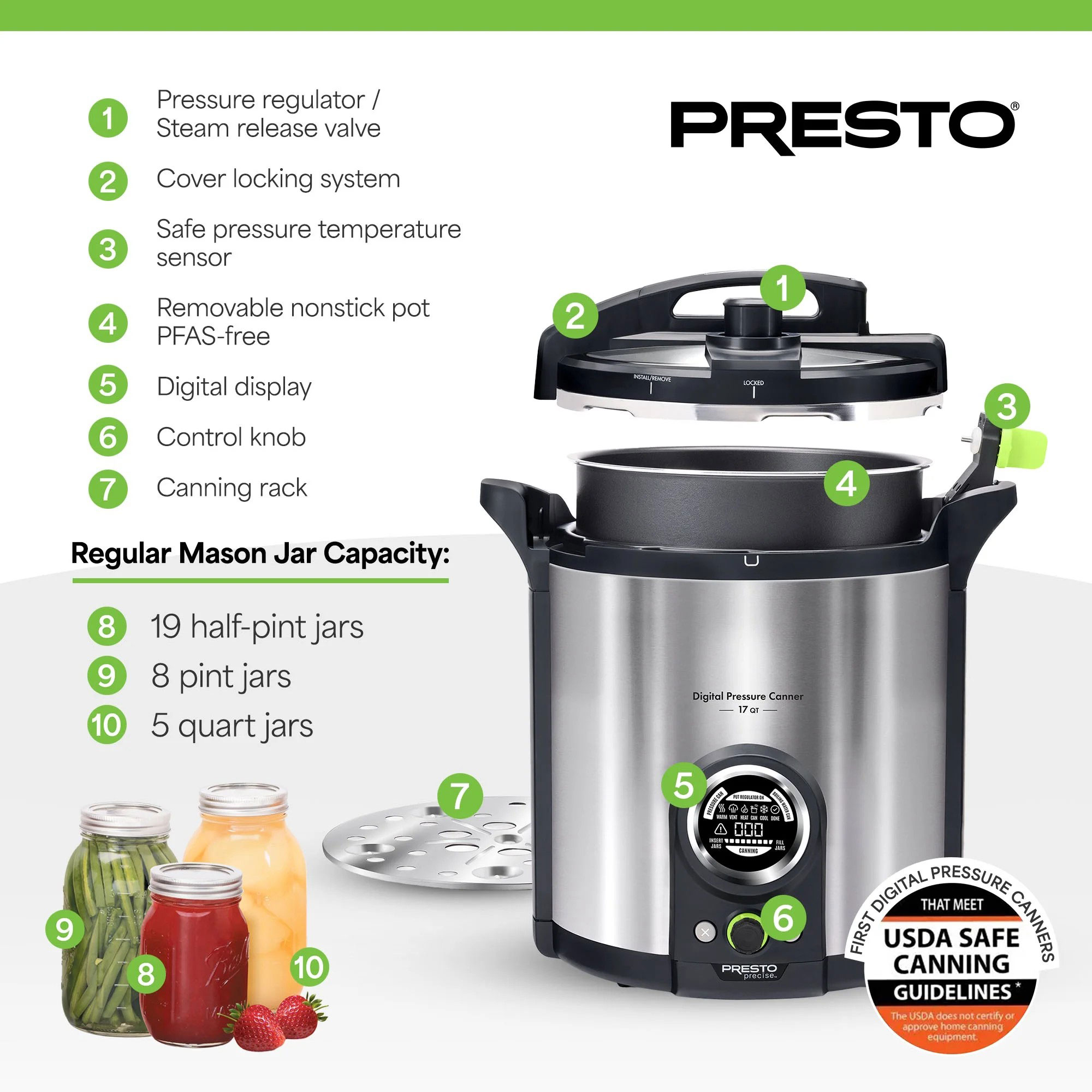 Presto Precise Stainless Steel Electric Pressure Canner, 17 Qt View 2 of 3