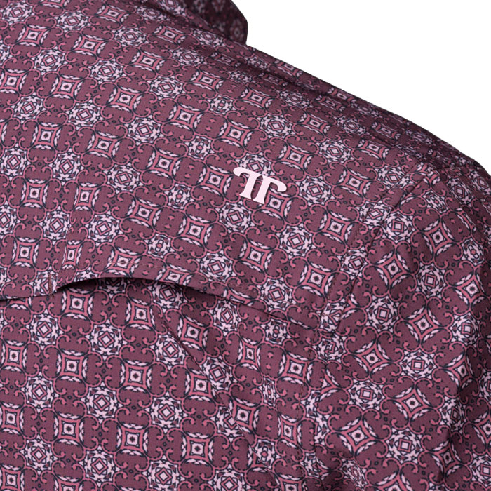 The Sutton - Long Sleeve Pearl Snap Shirt - Maroon, M View 3 of 4