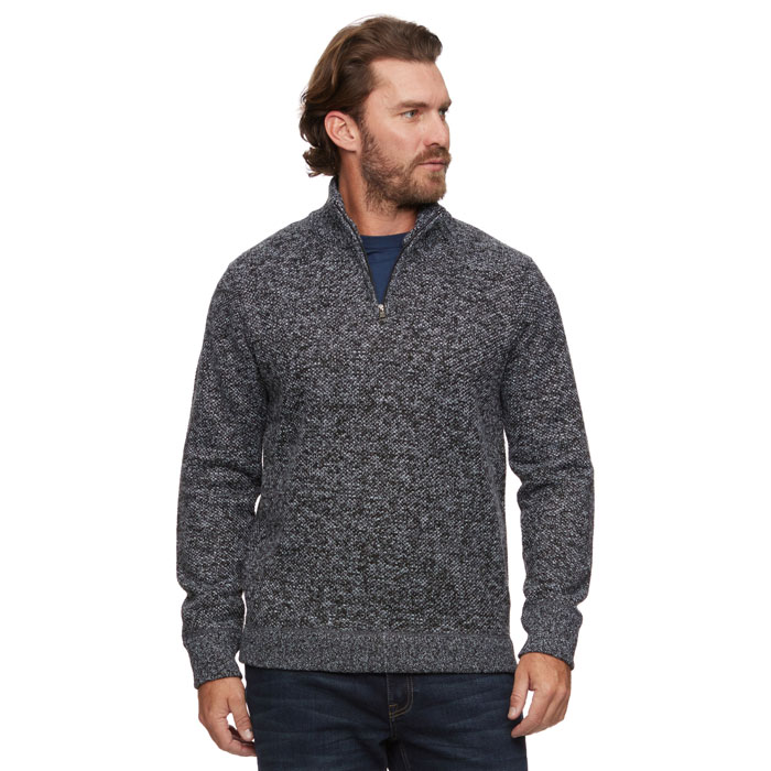 Threadgrit® Men's Colt Quarter-Zip Fleece-Lined Sweater -  Charcoal Heather, M