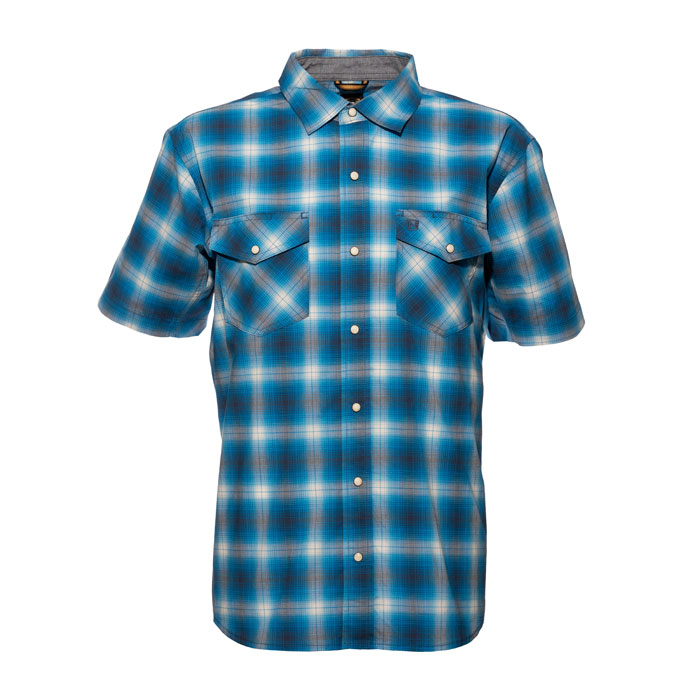 Noble Outfitters® Men's FullFlexx™ Snap Front Short Sleeve Shirt - Bright Blue/Navy  Plaid, M, Regular