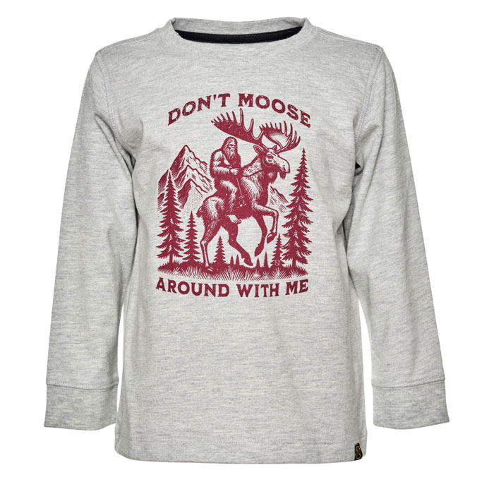 Noble Outfitters® The Best Darn Kid's Long Sleeve Graphic Shirt - S, Heather Gray/Moose