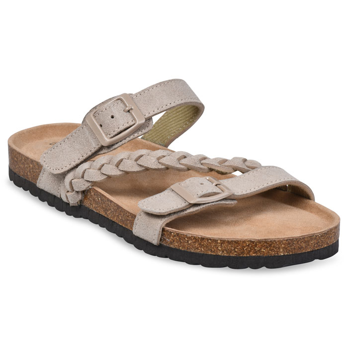 GaaHuu Women's  Leather Braided 2 Strap Footbed Sandal - 6, Tan