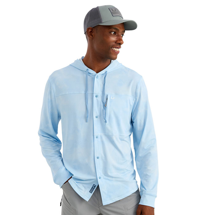 Huk Watershed Printed Hoodie Shirt - Coastal Drift Ombre, M