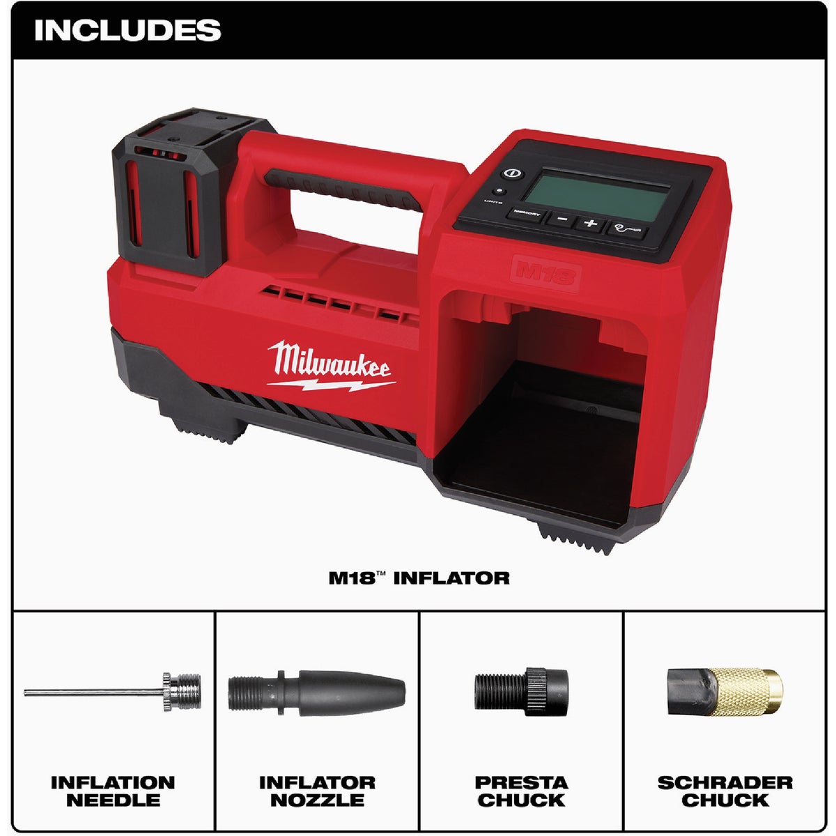 Milwaukee M18 18V Lithium-Ion 150 psi Cordless Inflator (Tool Only) View 1 of 8
