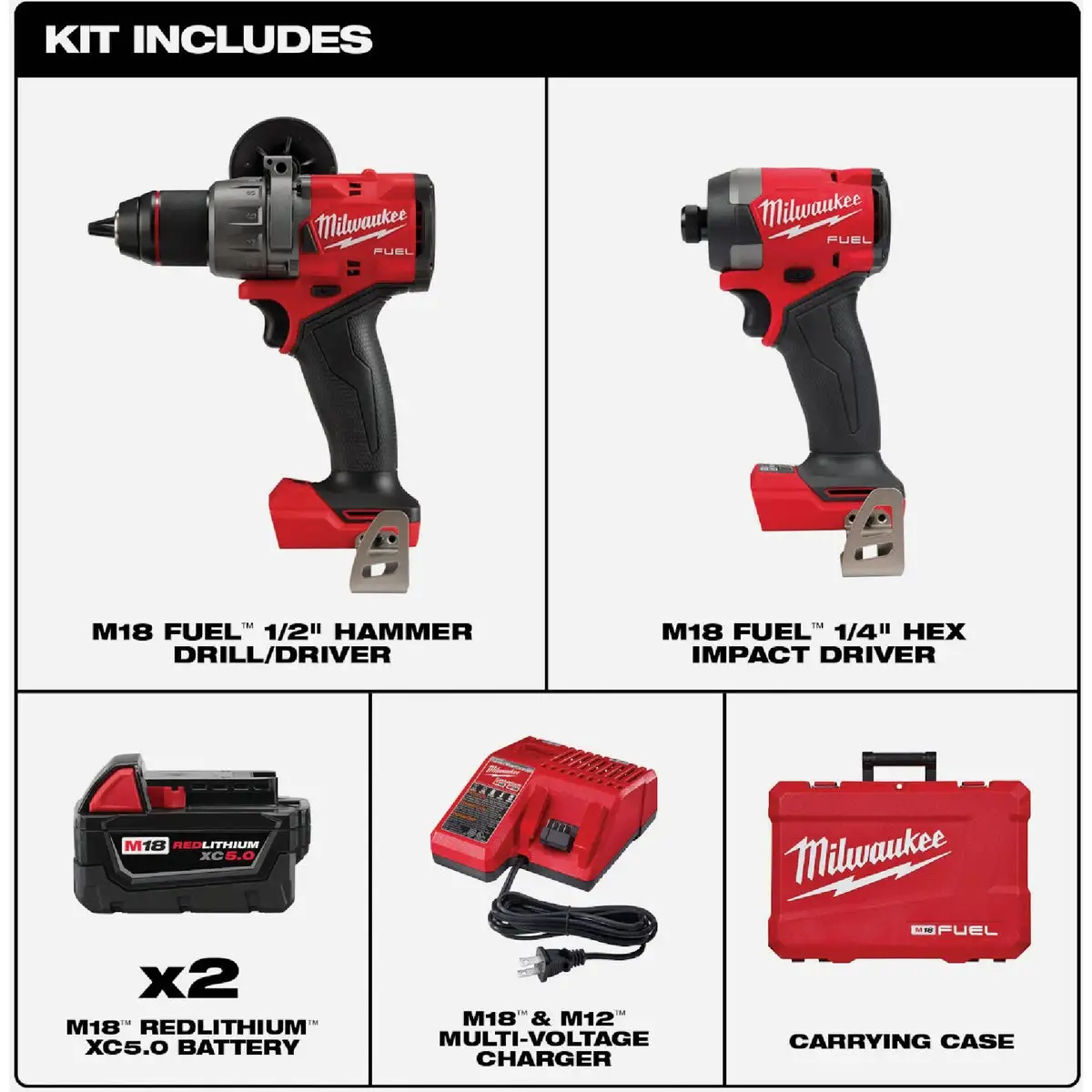 Milwaukee M18 FUEL 2-Tool Brushless Cordless Hammer Drill & Impact