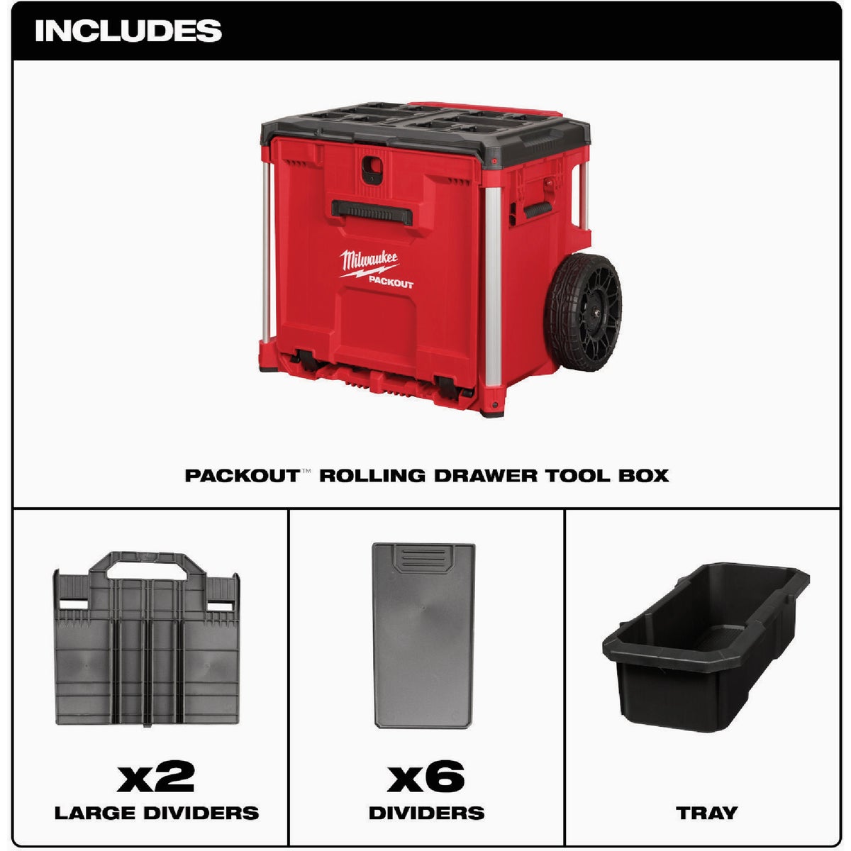 Milwaukee PACKOUT Rolling Drawer Tool Box View 2 of 7