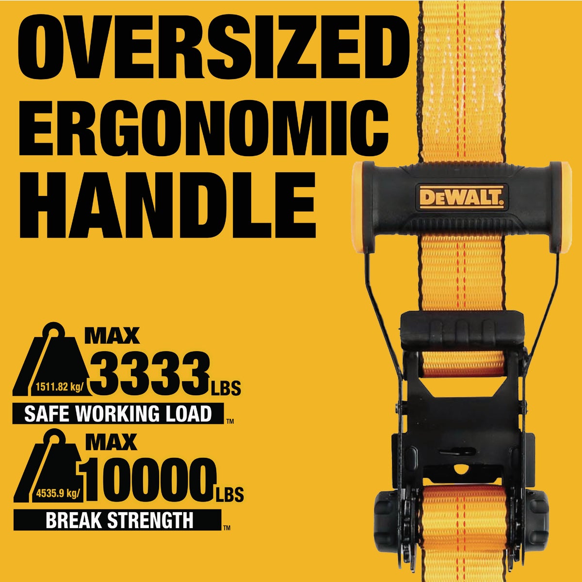 DEWALT 2 In. x 27 Ft. 3333 Lb. Industrial-Duty Ratchet Strap with Flat Hooks View 4 of 7