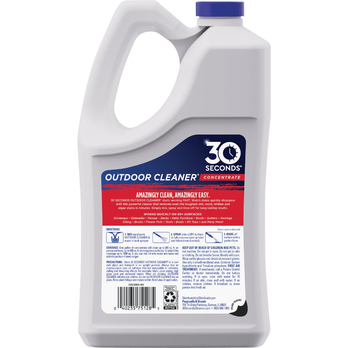 30 seconds Outdoor Cleaner 1 Gal. Concentrate Algae, Mold & Mildew Stain Remover View 1 of 2
