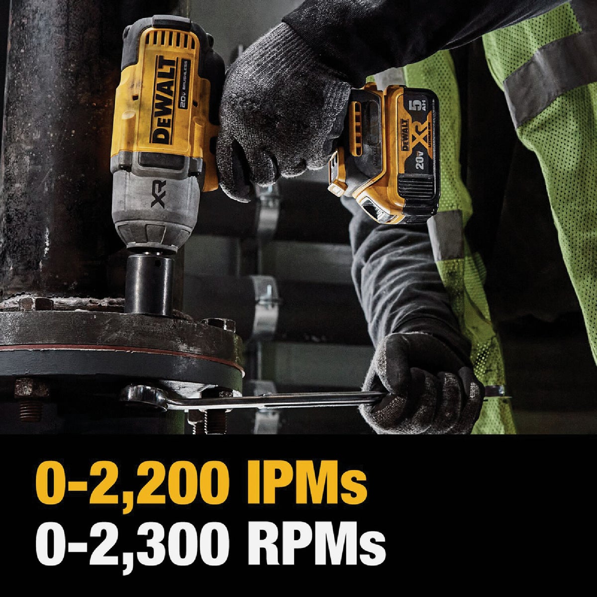 DEWALT 20V MAX XR Brushless 1/2 In. High Torque Cordless Impact Wrench Kit with Hog Ring Anvil & 5.0 Ah Battery & Charger View 2 of 7