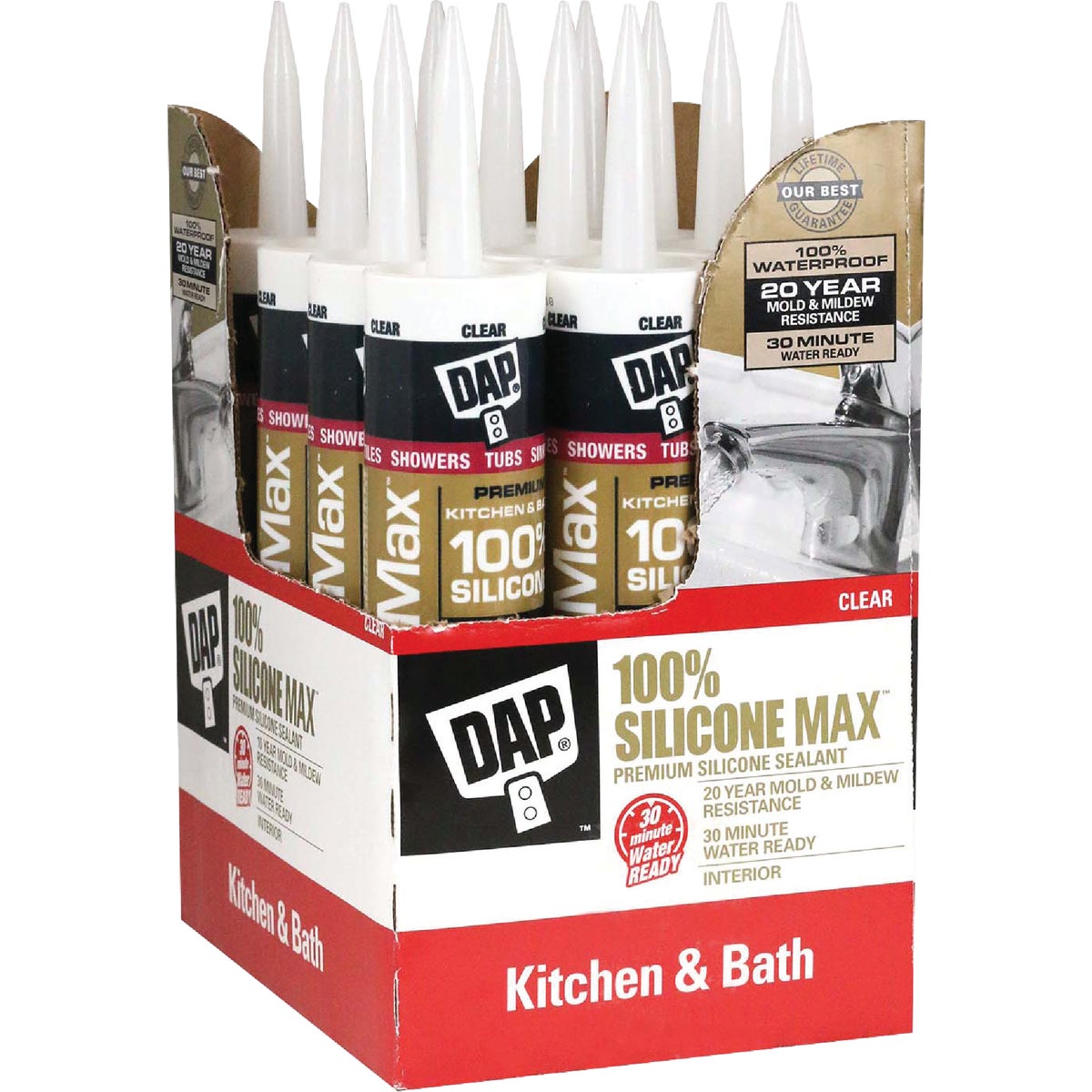 DAP Silicone Max 10.1 Oz. Clear Premium Kitchen, Bath & Plumbing 100% Silicone Sealant View 1 of 4