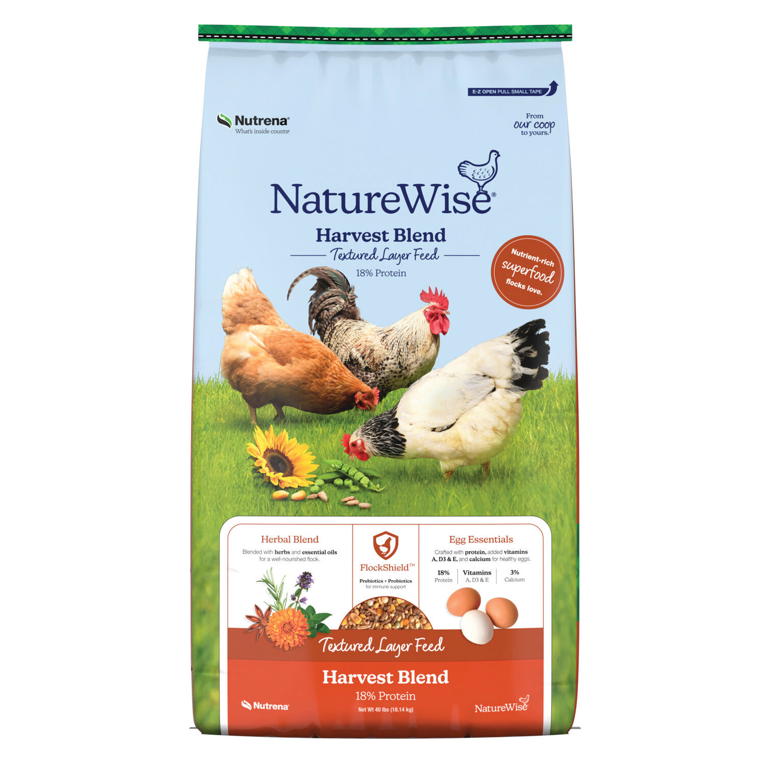 NatureWise® Harvest Blend 18% Protein Textured Layer Feed, 40 lb.