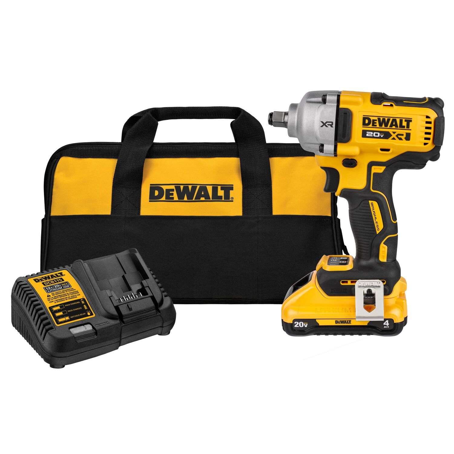 DEWALT 20V MAX* XR 1/2-in. Mid-Range Impact Wrench Kit With Hog Ring Anvil