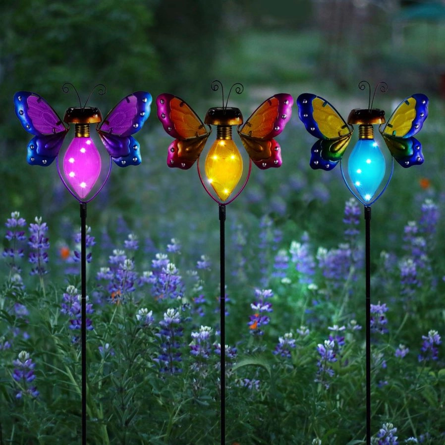 ALPINE® Solar Butterfly Garden Stakes with LEDS Assorted 0000009855