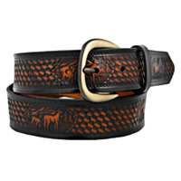 Hickory Creek 1-1/2" Deer Embossed Bridle Leather Belt