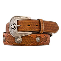 Rogers-Whitley 1-1/2" Embossed Ostrich Print Belt with Conchos