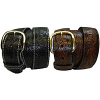 Off Limits 1-1/2" Floral Embossed Bonded Leather Belt with Tongue Buckle