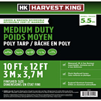 Harvest King® Medium Duty Poly Tarp, 5.5MIL thickness, 10' x 12' finished size