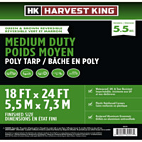 Harvest King® Medium Duty Poly Tarp, 5.5MIL thickness, 18' x 24' finished size