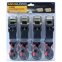 MaxLoad 1" x 15' Ratchet Tie Downs, 4 Pack