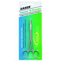 Baker® Forceps/Scissors Straight Stainless, 6-1/2"