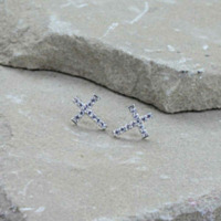 Montana Silversmiths Quiet Faith, Tiny Crystal Cross Earrings