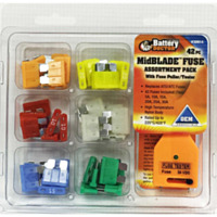 Battery Doctor Midblade Fuse Kit with Puller and Tester, 42 Piece