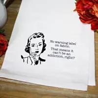 Aunt Martha's Dirty Laundry tea towel + greeting card - Warning Label