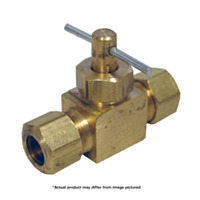 JMF Company Brass Straight Needle Valve, 3/8" Comp x 3/8" Comp