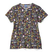 Zoe+Chloe™ Women's Polyester Notch Neck Print Scrub Top