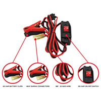 REMCO™ Industries Wire Harness - 12AWG Wiring with 50 AMP ON/OFF Switch, Two Heavy Duty 40-AMP Battery Clips 98.43"
