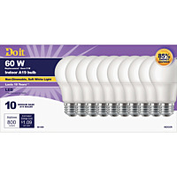 Do it Best 60W Equivalent Soft White A19 Medium LED Light Bulb (10-Pack)