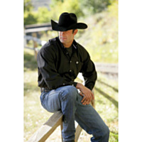 Cinch Black Solid Button Down Shirt, Long Sleeve