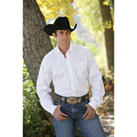 Cinch White Solid Button Down Shirt, Long Sleeve