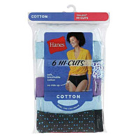 Hanes Cool Comfort Cotton Hi-Cut Panties, Assorted Colors, 6 Pack