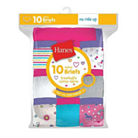 Hanes Cotton Brief Panties, Assorted Colors, 10 Pack