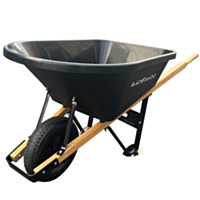 Black Diamond 6 Cu. Ft. Poly Wheelbarrow with Wood Handles