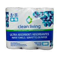 Clean Living 2-Ply Double Roll Paper Towels - 6 Rolls