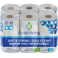 Clean Living™ Bathroom Tissue Double Roll, 12-Count