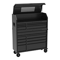Black Diamond 52 in. 15-Drawer Matte Black Tool Chest Combo