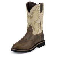 Justin Original Workboots Superintendent Creme Soft Toe Western Work Boot