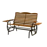 Jack-Post Country Garden 2 Person Taupe Steel/Wood Hi-Back Double Glider with Trays