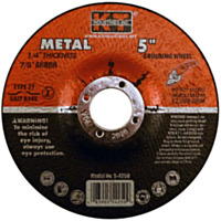 K-T Industries Grinding Wheel, 5" x 1/4" x 7/8" - Metal