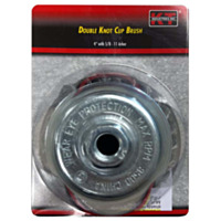 K-T Industries Double Row Knot Cup Brush, 4" x 5/8"-11