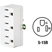 Leviton White 15A 3-Outlet Tap